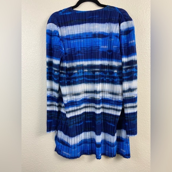 Chico’s Collection Open Front Blue Tie Dye Career Office Long Sleeve Cardigan XL - Picture 11 of 12